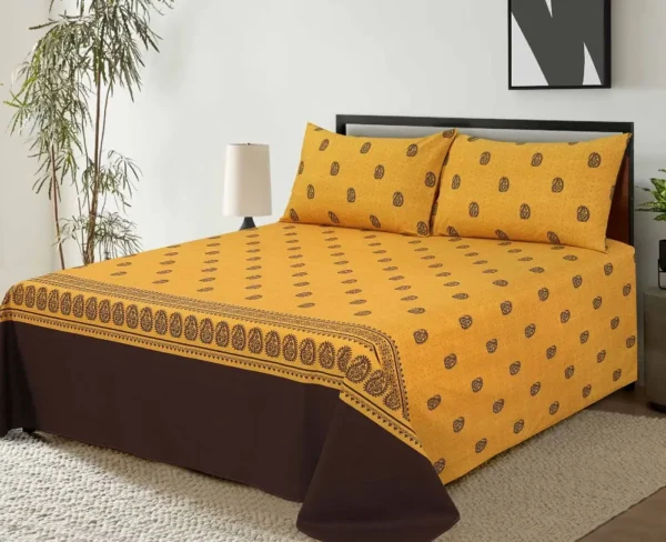 PAISLEY MUSTARD  BED SHEET | H-BD-24-901B