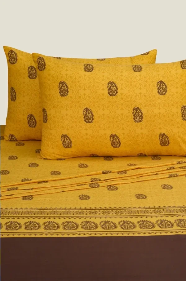 PAISLEY MUSTARD  BED SHEET | H-BD-24-901B